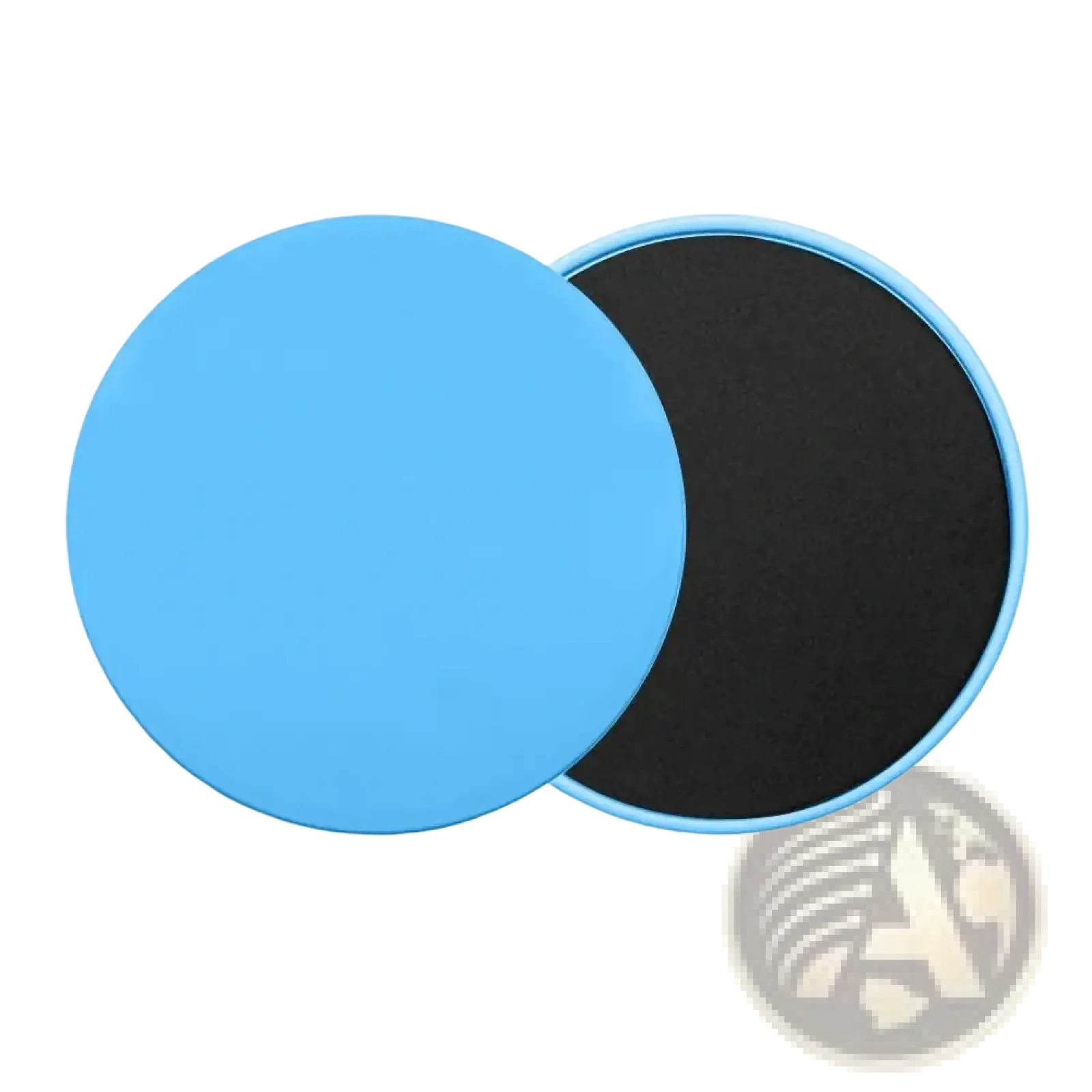 Blue circular magnetic core sliders fitness gliding disc with black adhesive surface for abdominal training