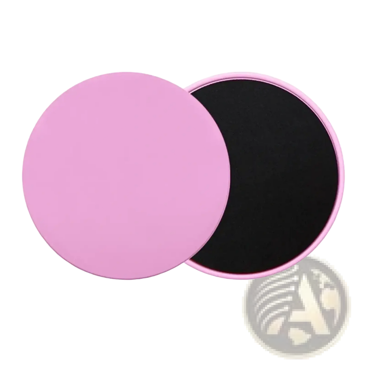 Core sliders fitness gliding disc showing pink circular magnetic exercise mat with black adhesive surface for abs training