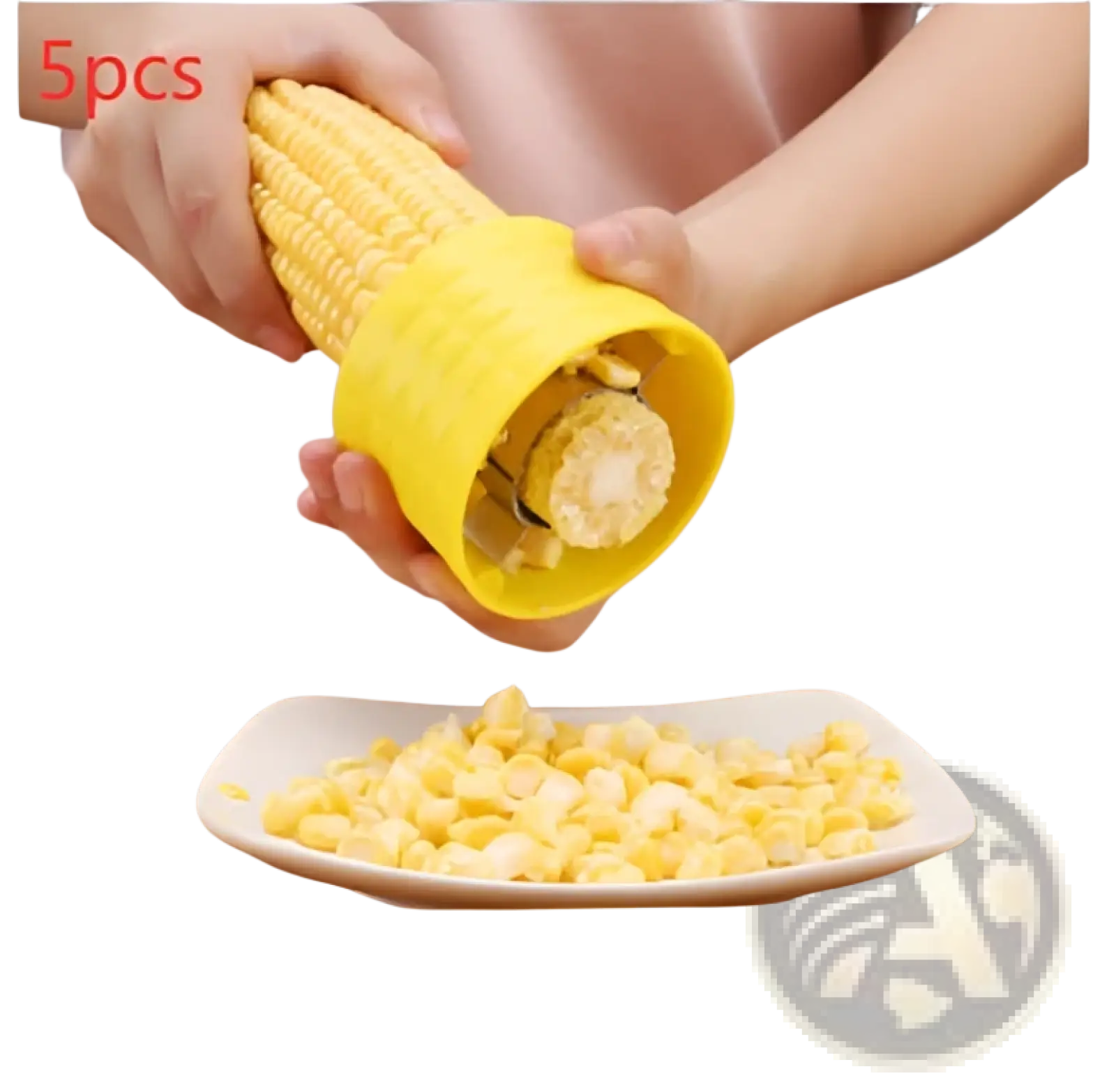 Yellow plastic corn grinder thresher with cylindrical design for efficient kernel removal and stainless steel peeler