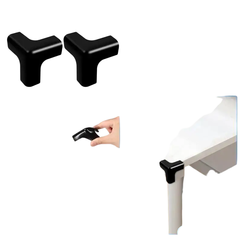Black glossy plastic corner protectors for furniture and table edges 4 pieces safety guards