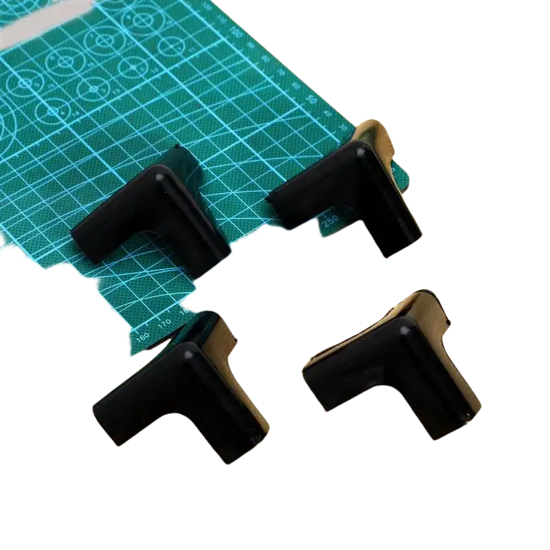 Black plastic corner protectors with glossy finish for table corner safety guards 4 pieces set