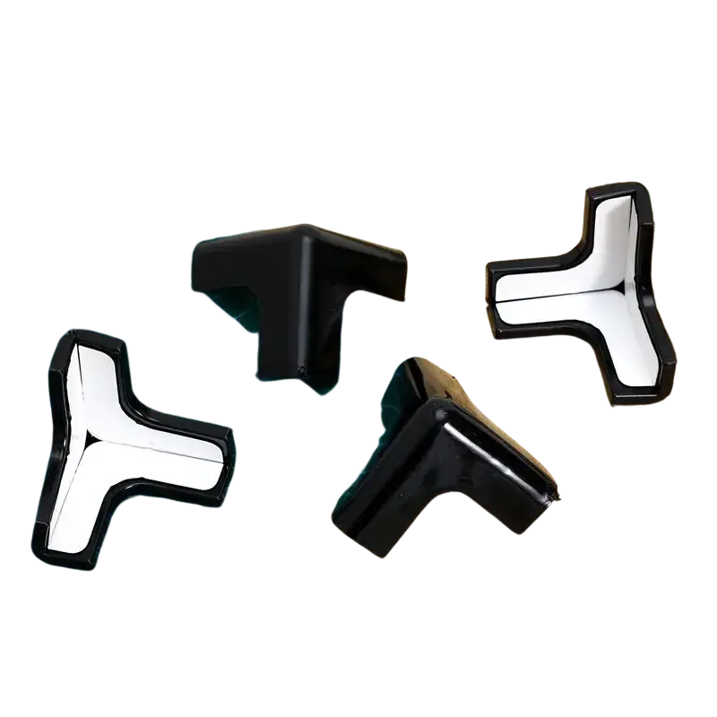 Black and white glossy plastic corner protectors 4 pieces for table corner safety and impact protection