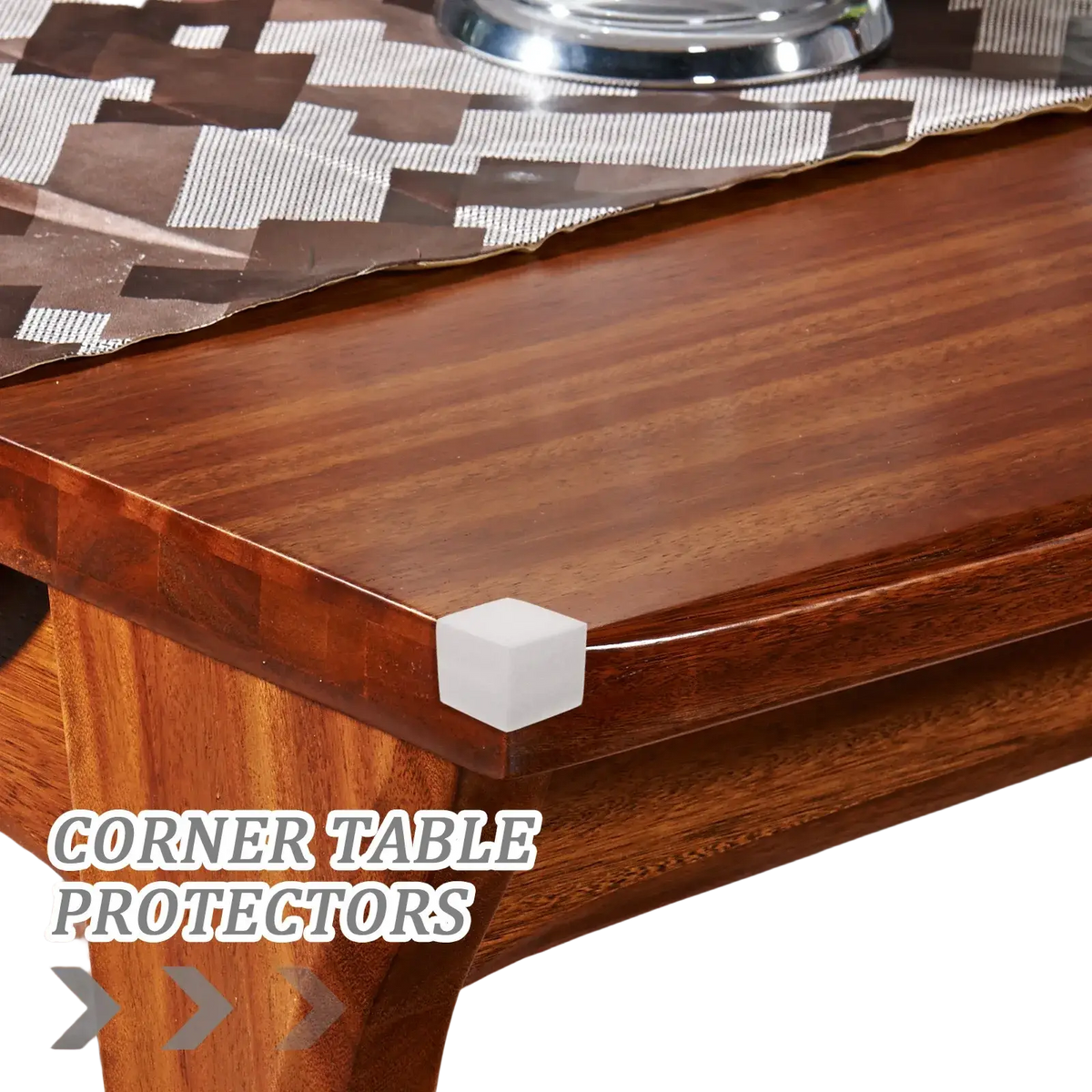 White cube-shaped soft foam corner protectors for table corners in a 10 pack to prevent injuries and damage