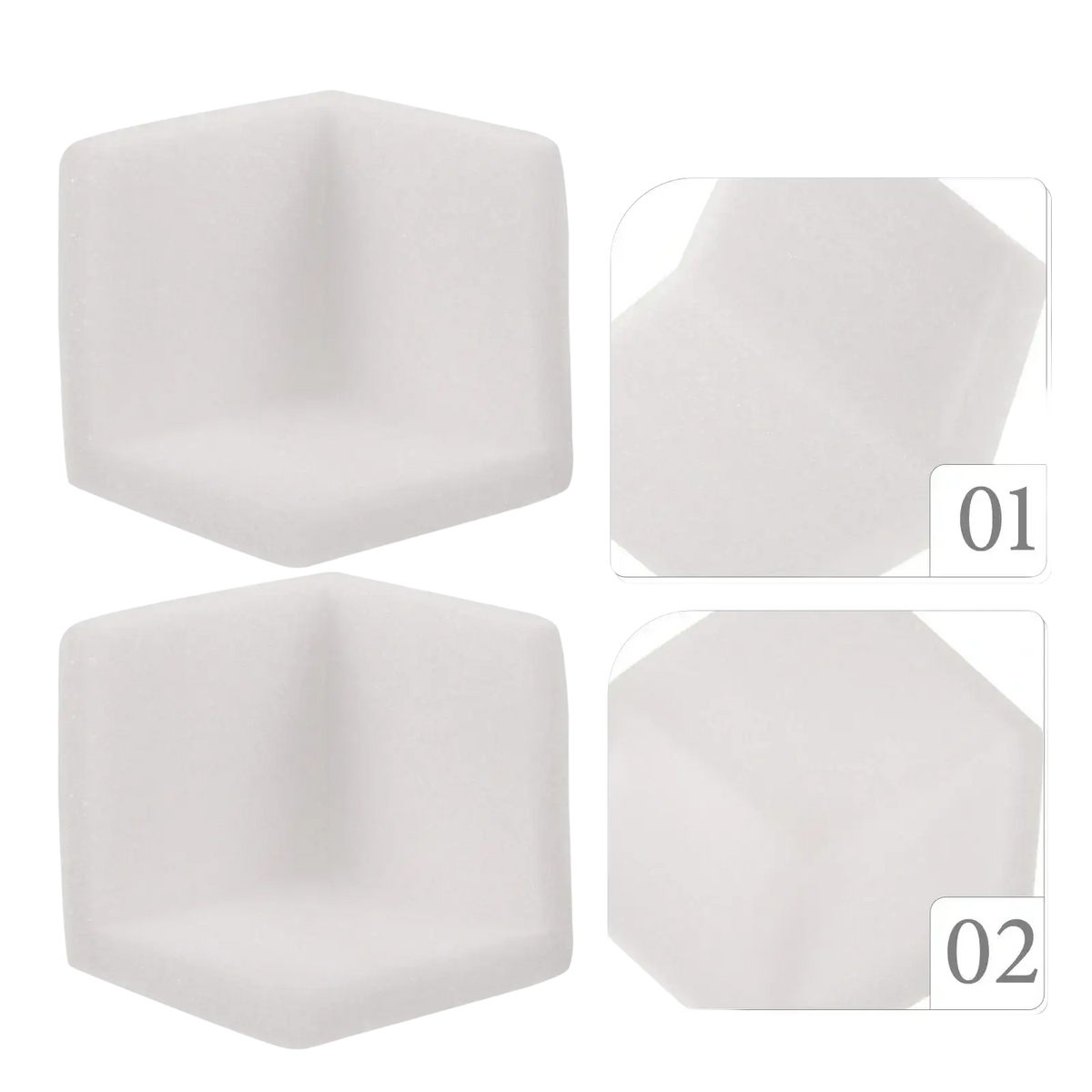 White soft foam corner protectors for table corner guards in a 10 pack providing edge safety and cushioning