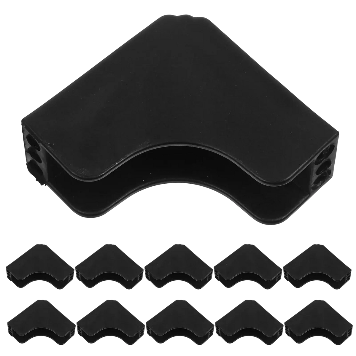 Black plastic corner protectors with curved design and integrated slots for secure attachment 50 pcs corner guards