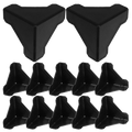 Black triangular corner protectors made of durable plastic with a glossy finish for carton packing and packing corner use