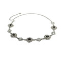 Silver filigree cosplay waist chain belt with ornate black onyx stones in gothic punk chain belt female style