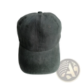 A dark gray textured cotton denim baseball cap with classic six-panel design and stitched brim vintage washed sun hat