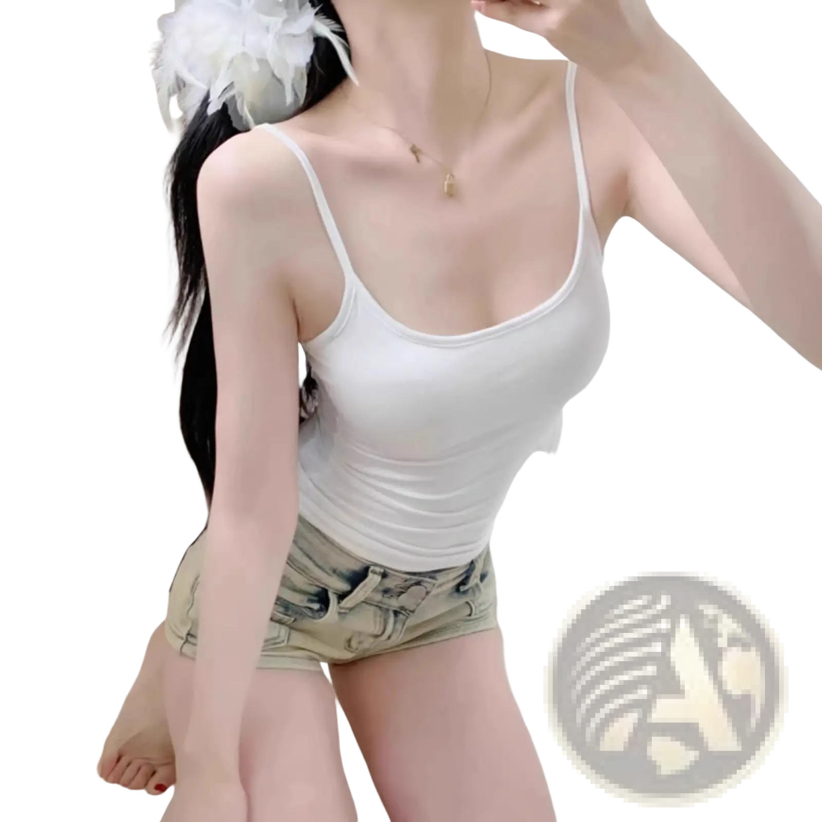 White cotton camisole crop top slim fit with spaghetti straps ideal for casual summer wear
