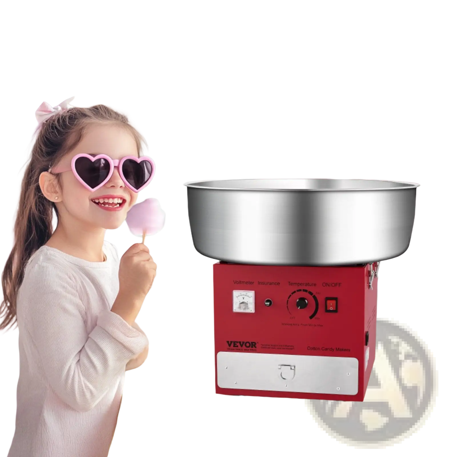 Red vevor cotton candy machine with stainless steel bowl 1000w commercial floss maker for events
