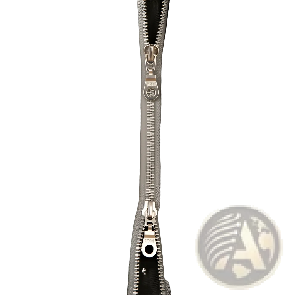 Cotton linen M65 safari jacket in gray herringbone pattern with gold-toned buttons and silver zipper