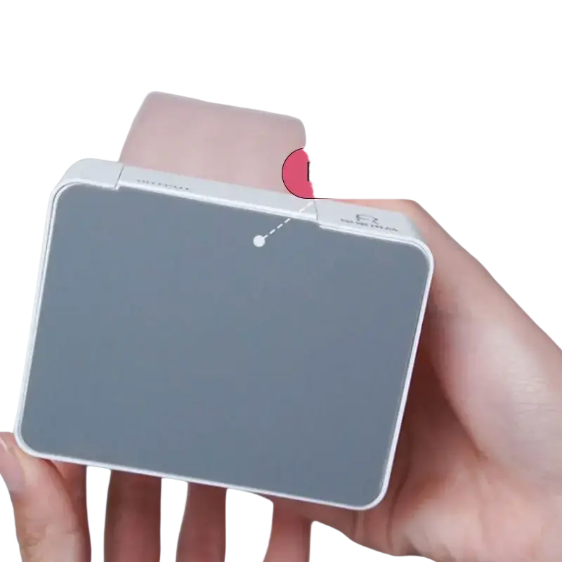 Pink dustproof cotton pad dispenser and storage box with gray rectangular portable charger and anti slip feature
