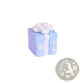 Couple cake topper pvc valentine anniversary decoration featuring a light blue cube gift box ornament with white ribbon bow