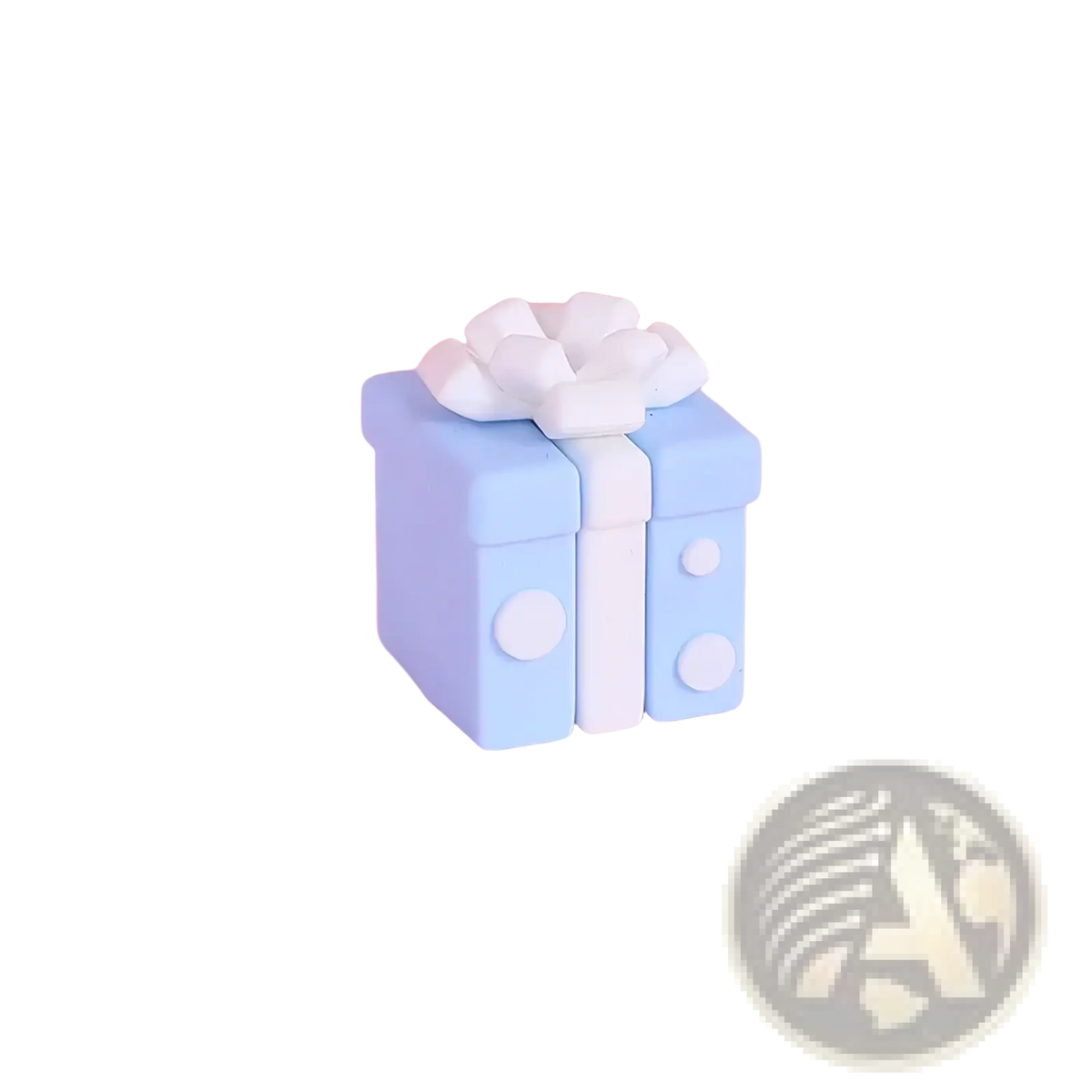 Couple cake topper pvc valentine anniversary decoration featuring a light blue cube gift box ornament with white ribbon bow