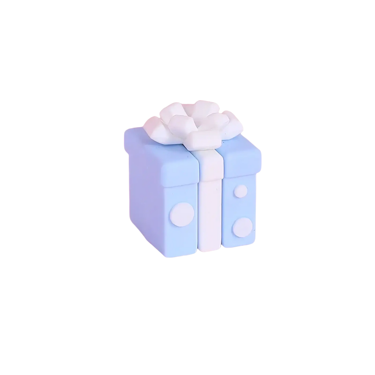 Couple cake topper pvc valentine anniversary decoration featuring a light blue cube gift box ornament with white ribbon bow