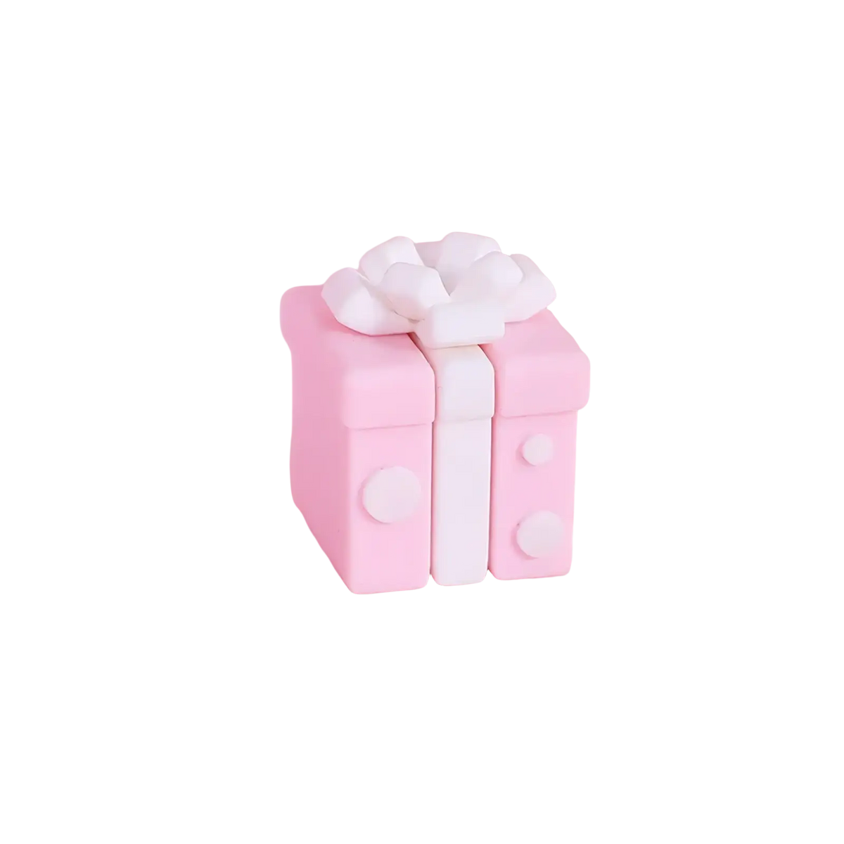 Couple cake topper pvc pink gift box with white ribbon and circular accents for valentine anniversary decoration