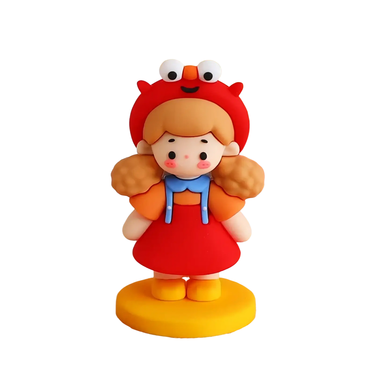 Couple cake topper pvc valentine anniversary decoration featuring a red and orange clay girl figurine with blonde hair and blue scarf