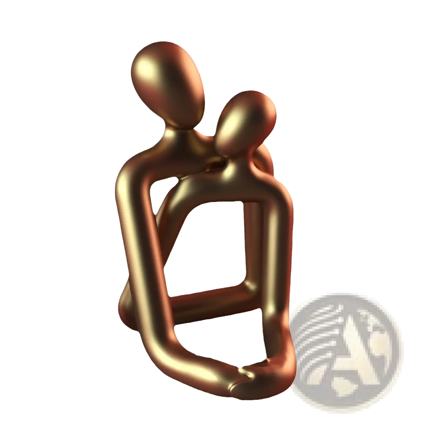Bronze-colored couple resin statue abstract ceramic candle holder featuring two intertwined minimalist figures