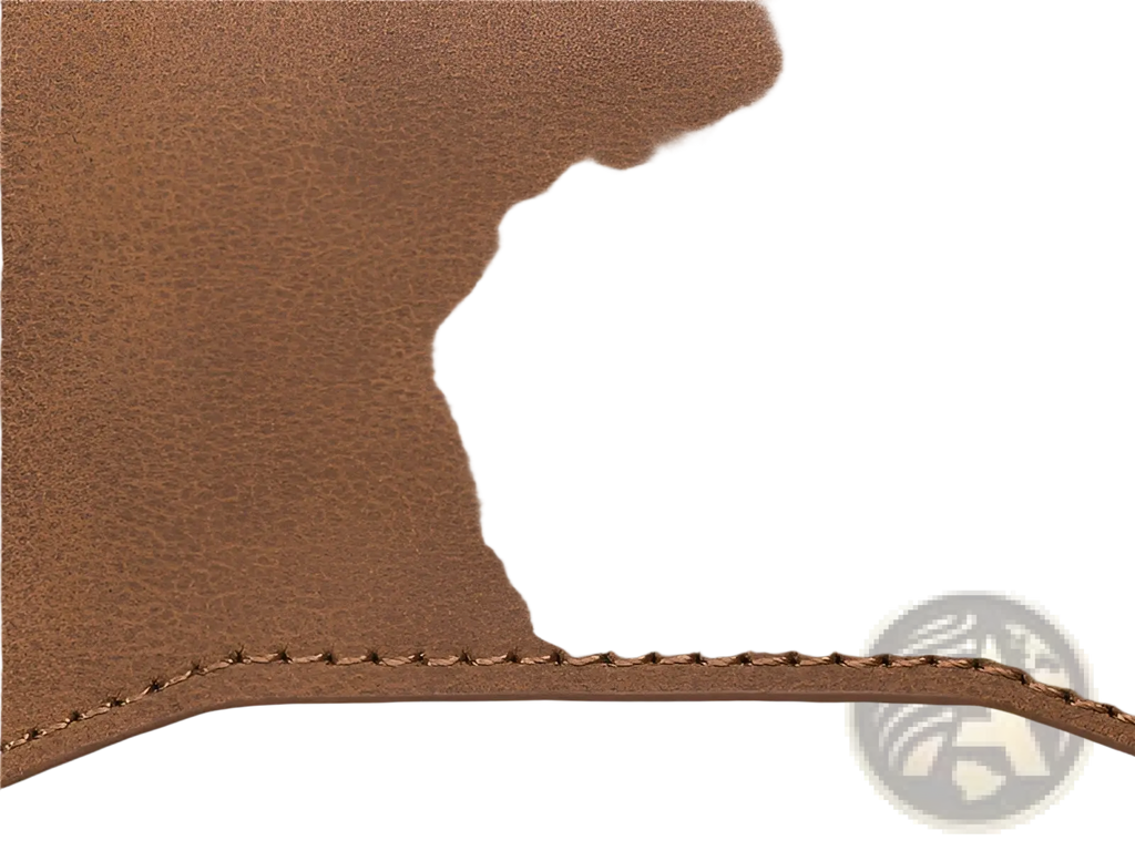 Brown leather crazy horse metal card case wallet with visible stitching along the edge