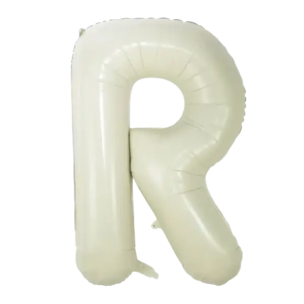 Cream white 40 inch letter r foil balloon made of cream-colored inflatable material for decoration or celebration