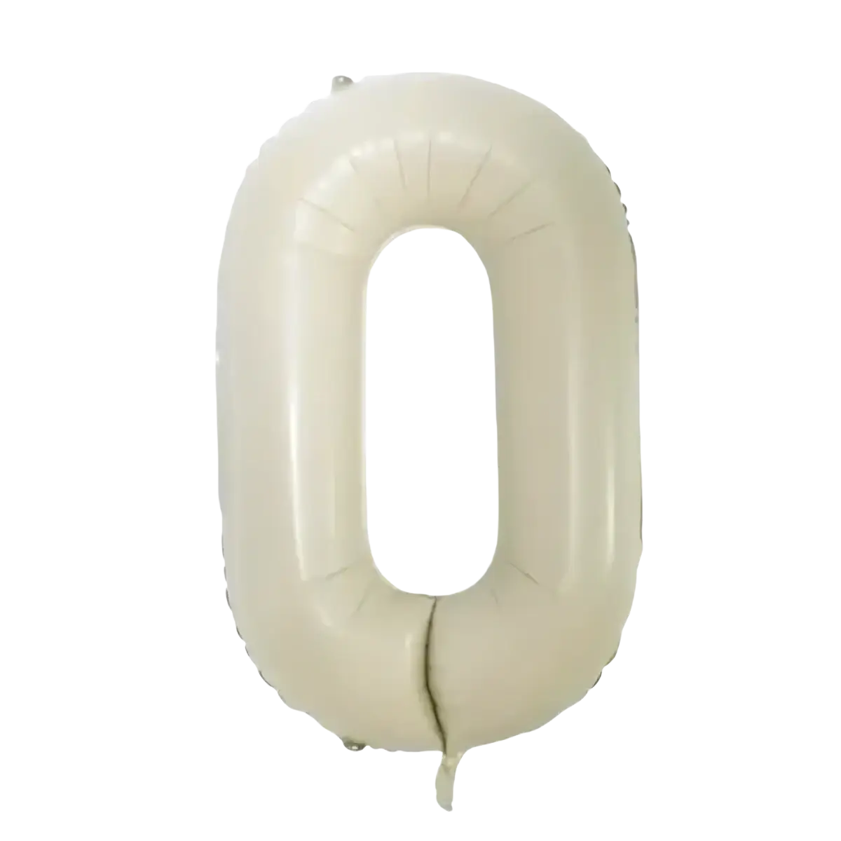 Cream white 40 inch letter foil balloon number zero with a glossy finish and subtle vertical seams