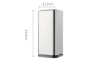 A sleek stainless steel modern rectangular trash can with black base for universal knife and utensil storage