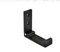Black foldable aluminum alloy wall hook with sleek minimalist design and two mounting holes for easy installation