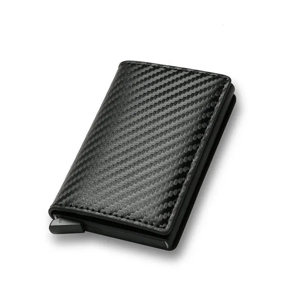 Black carbon fiber textured smart minimalist rfid card holder wallet with sleek modern design