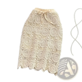 Beige crochet lace maxi skirt with drawstring waist and scalloped hem perfect for summer wear