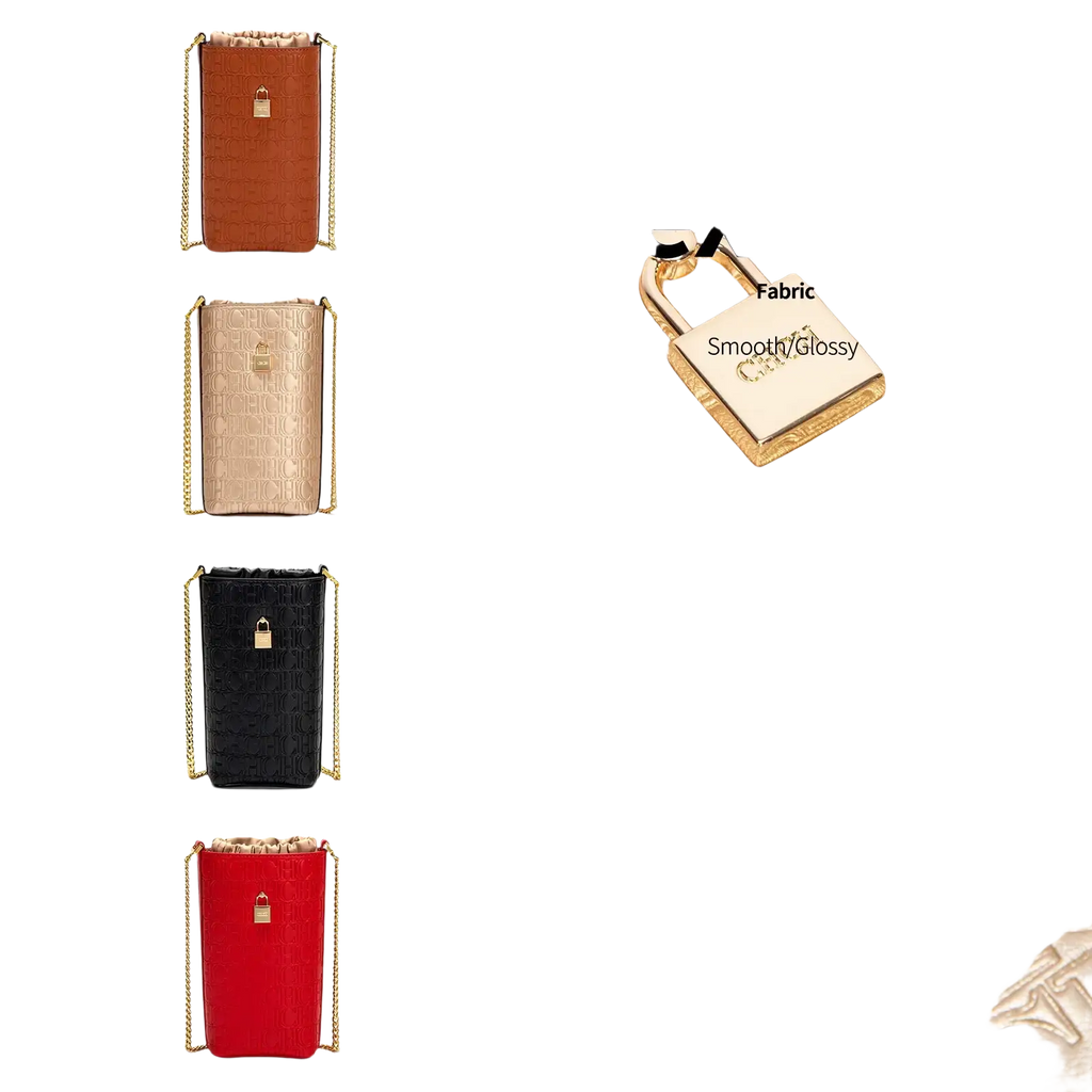 Glossy champagne-colored crocodile textured shoulder bag from Guangdong Province with embossed monogram and gold chain strap