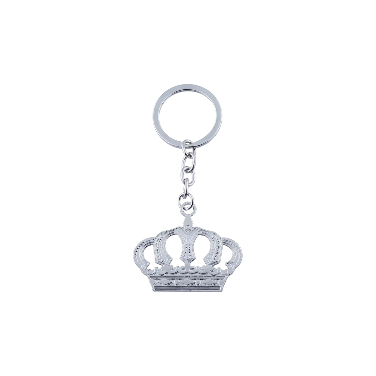 Silver crown metal keychain with intricate detailing and polished finish from silver and gold set