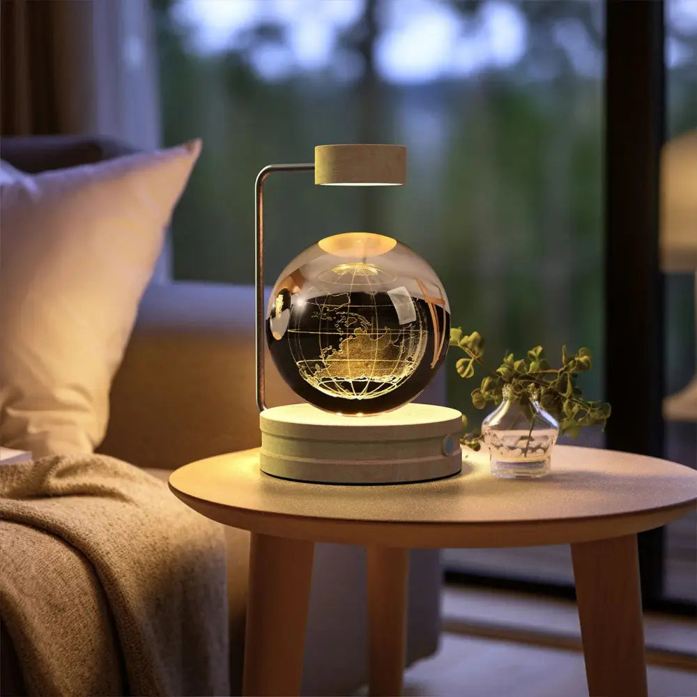 3d crystal ball dinosaur night light usb bedside lamp floating globe with clear glass sphere and illuminated world map