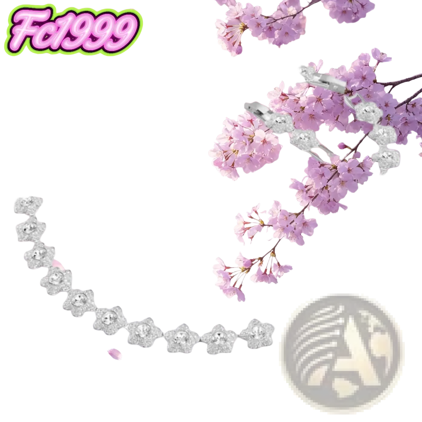 A delicate silver-toned crystal flower bridal necklace with sparkling flower-shaped charms embedded with crystals