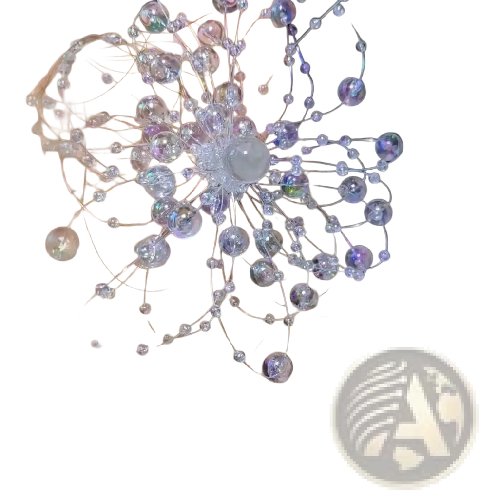 Crystal flower drop earrings featuring iridescent clear glass beads with a central translucent bead for weddings