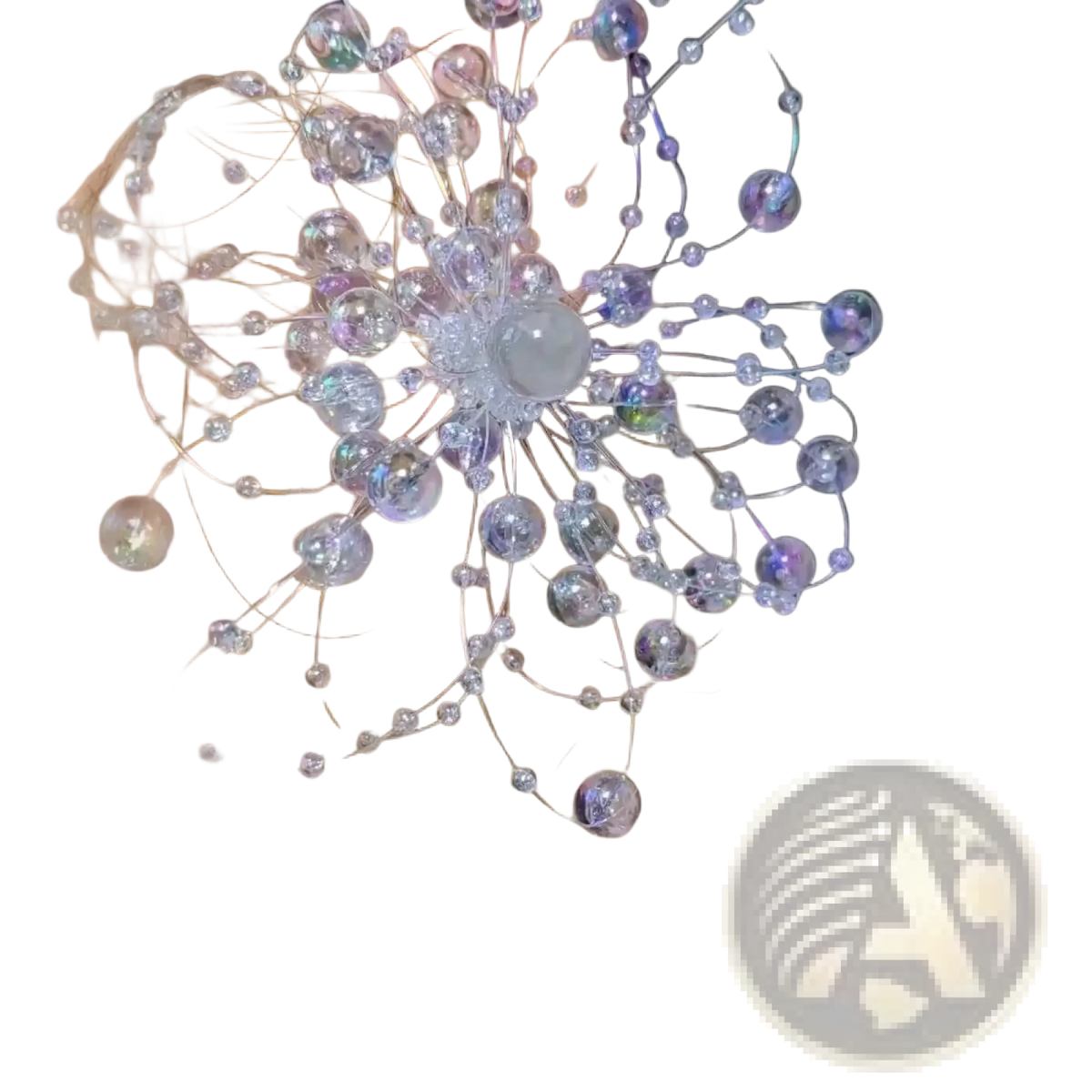 Crystal flower drop earrings featuring iridescent clear glass beads with a central translucent bead for weddings