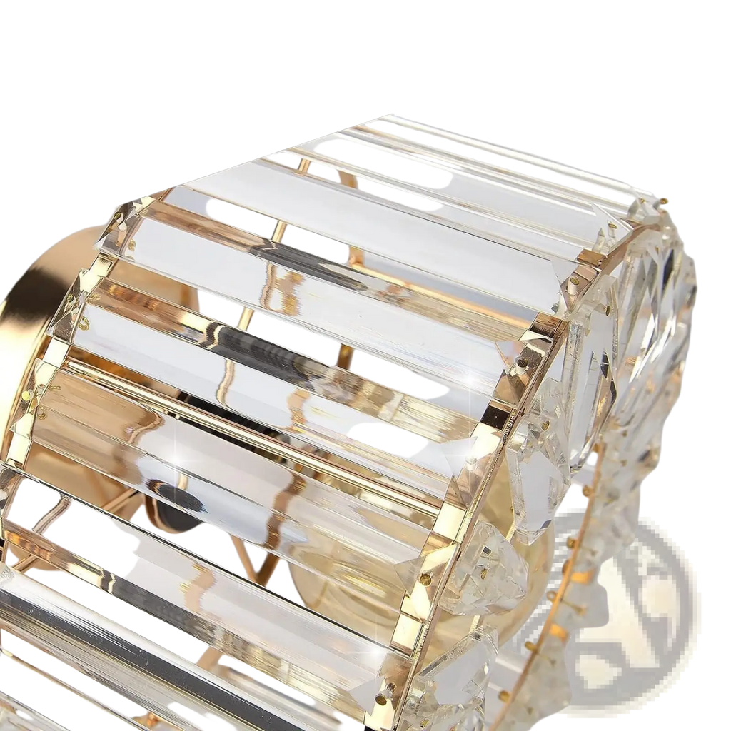 Crystal flush mount ceiling light rose gold chandelier with clear crystal faceted design and gold-toned metal accents