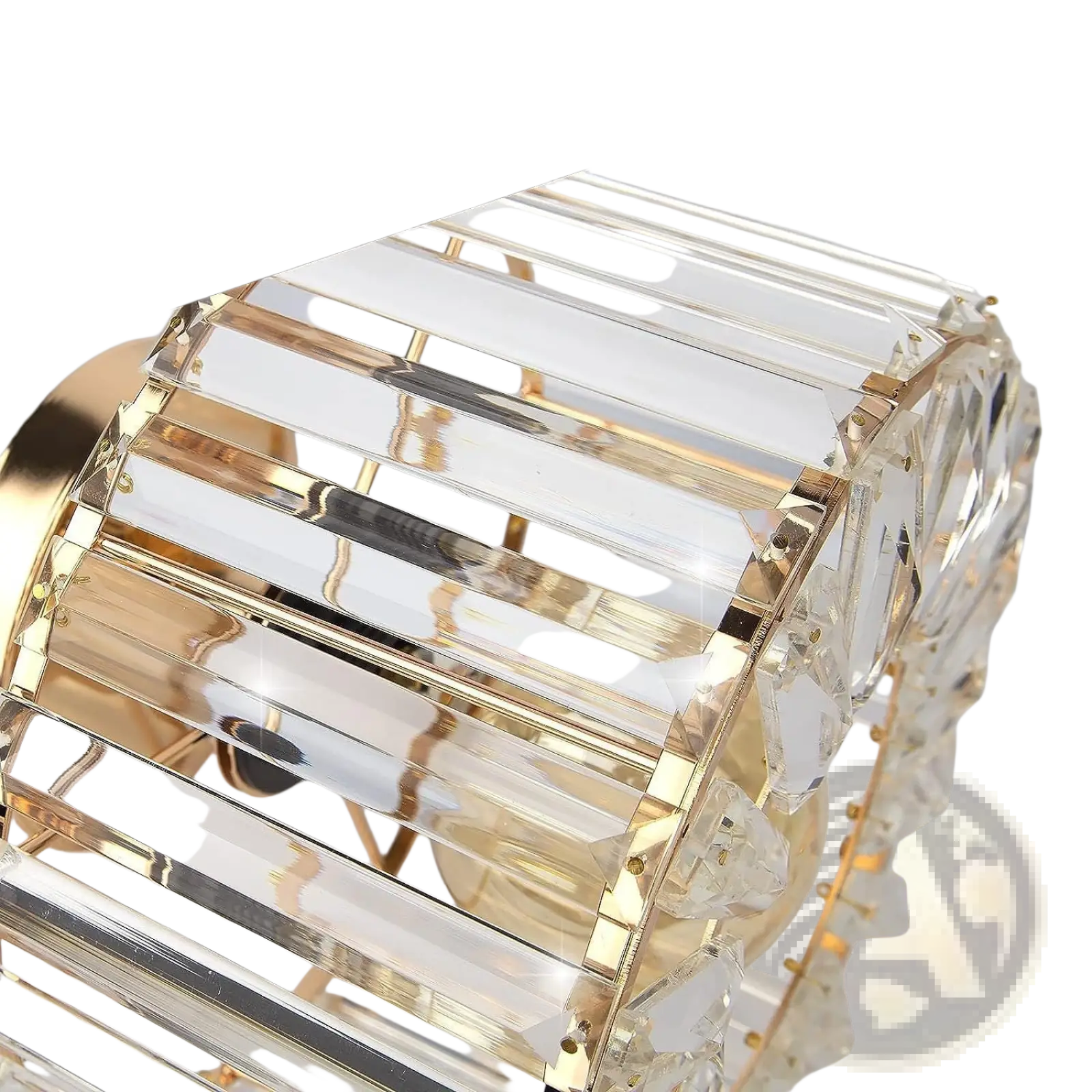 Crystal flush mount ceiling light rose gold chandelier with clear crystal faceted design and gold-toned metal accents