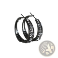 Black crystal inlaid geometric hoop earrings for women with clear sparkling rhinestones along the curve
