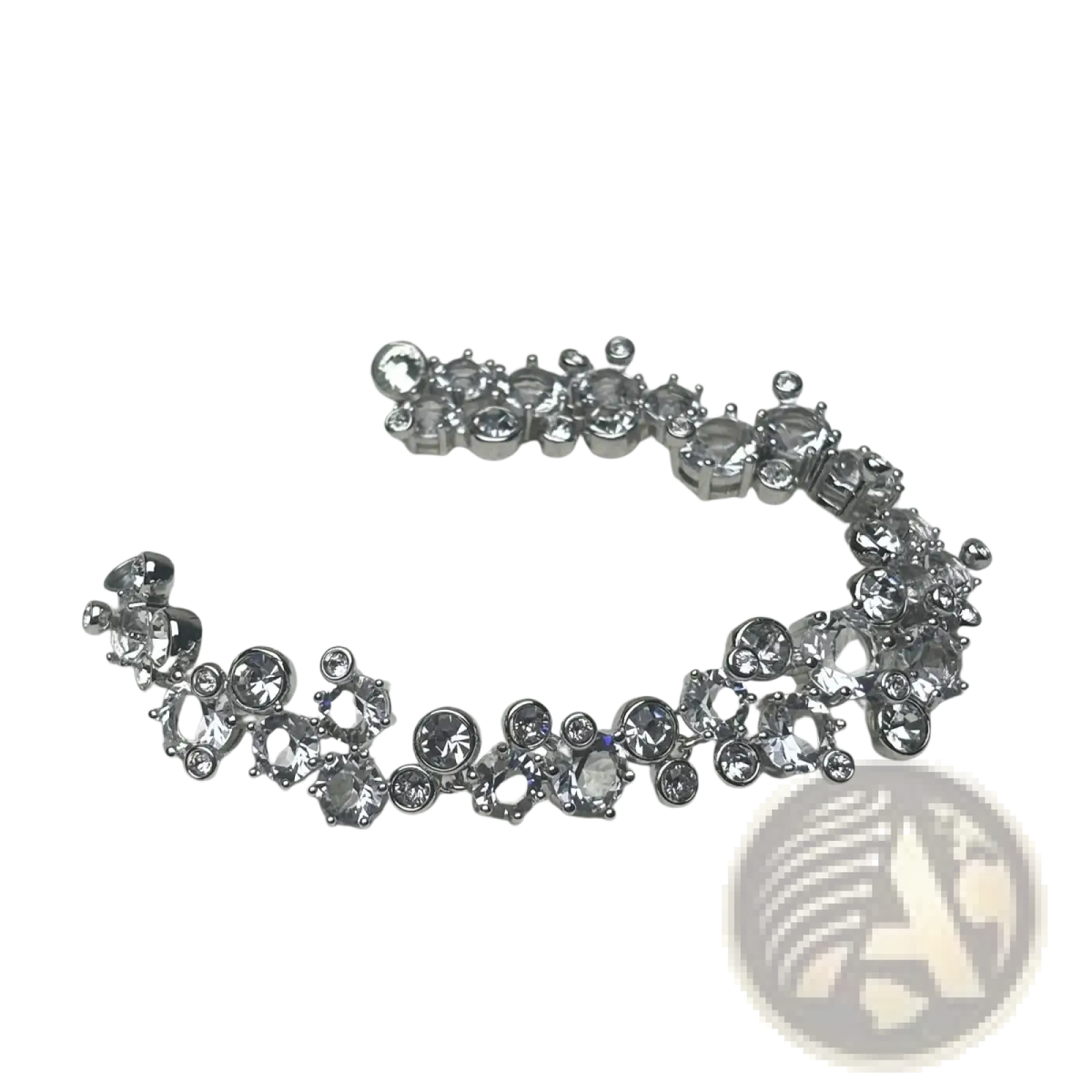 A sparkling silver bracelet with clear faceted crystals and metallic beads from a crystal jewelry set