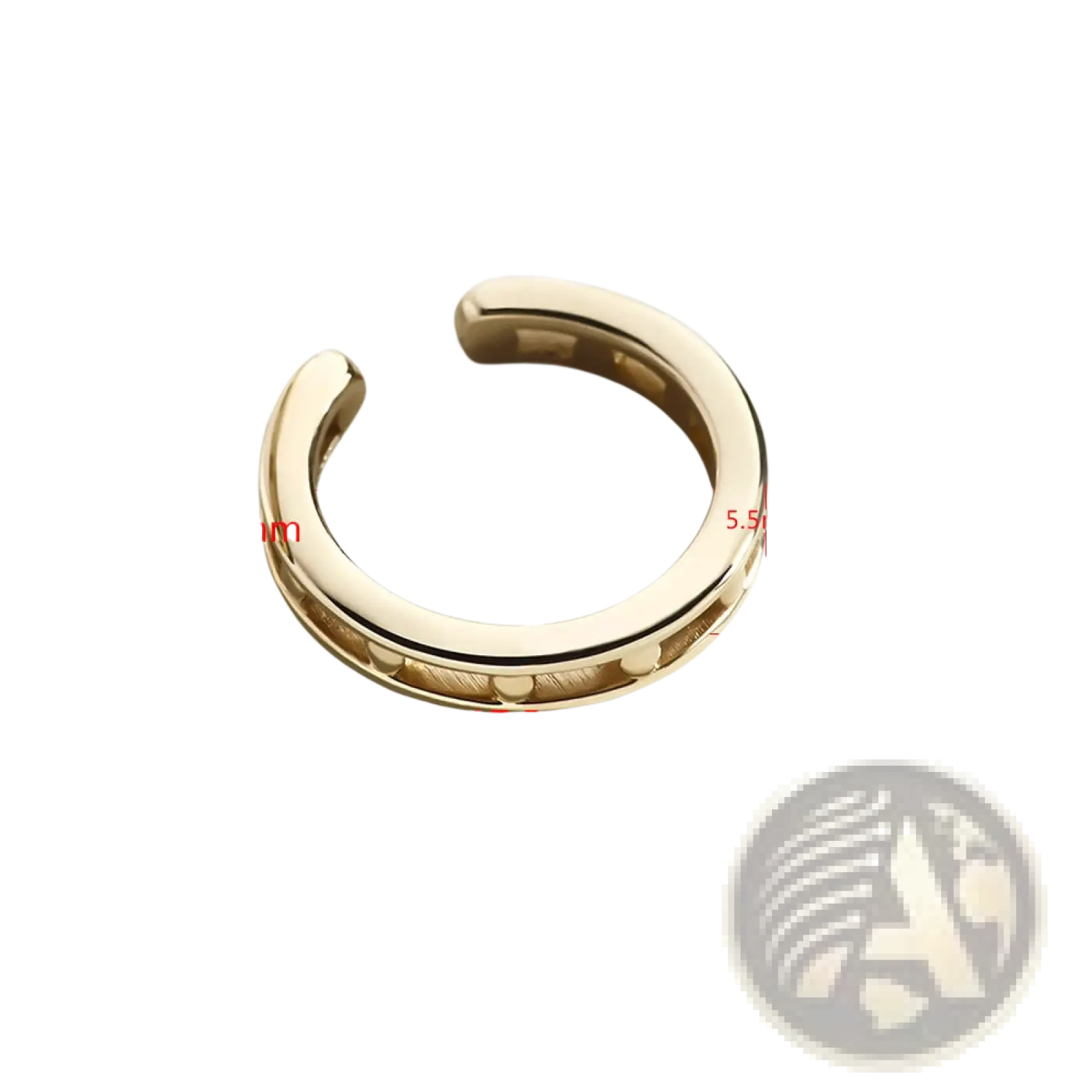 Gold-toned alloy ear cuff with a sleek minimalist design and subtle textured inner edge from crystal pave safety pin set