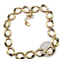 Gold-toned chain necklace with black oval stones and a small padlock clasp from crystal pendant jewelry set gold and silver tone