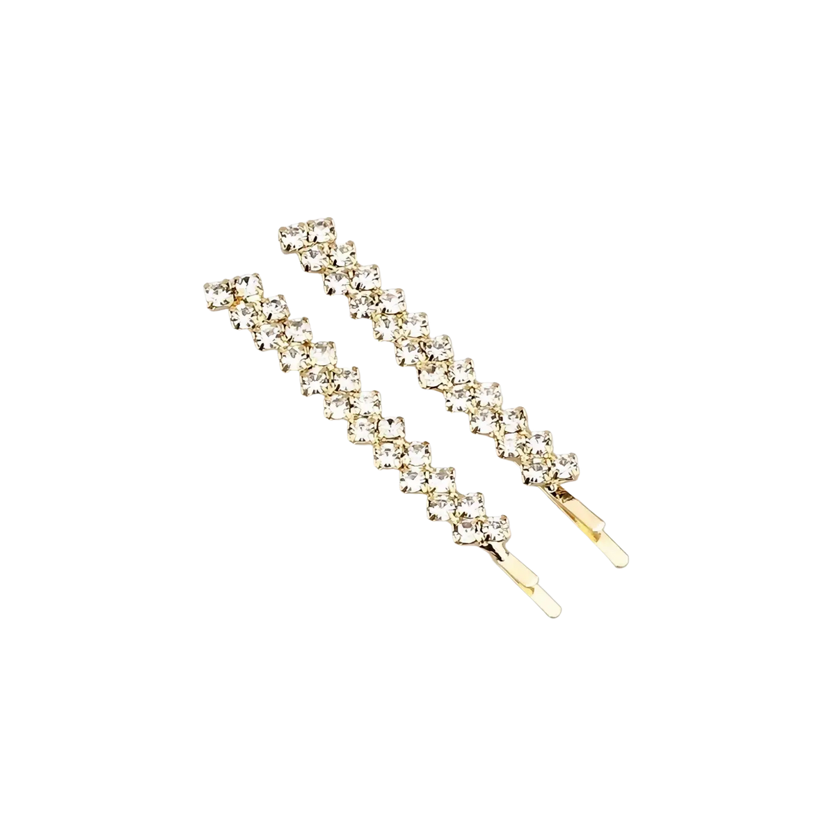 Gold-toned crystal rhinestone hair clip set featuring clear sparkling rhinestones for elegant hair styling