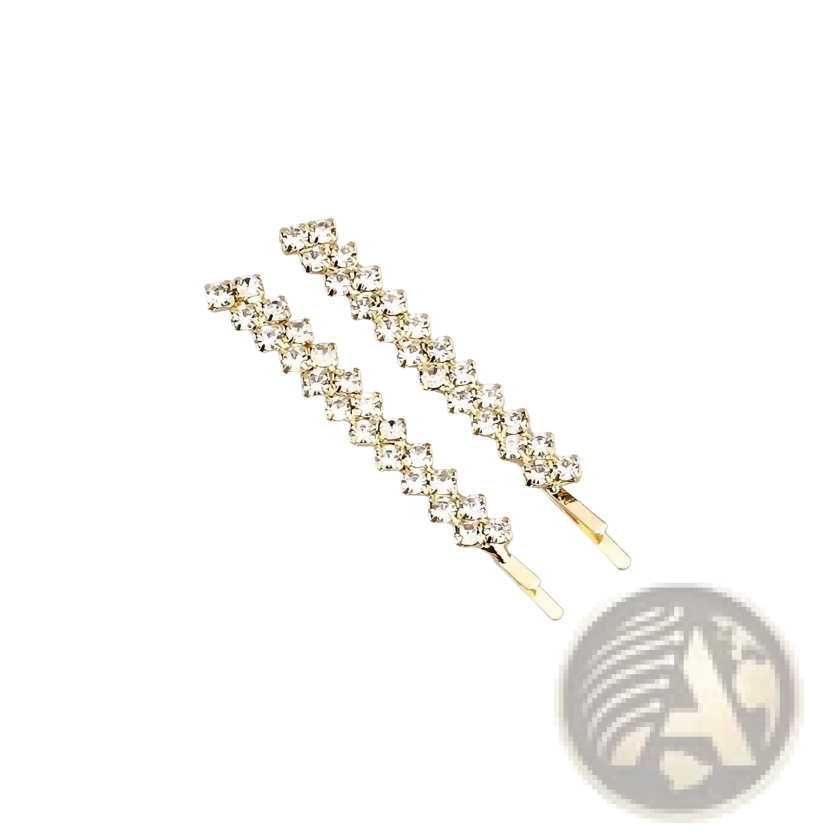 Gold-toned crystal rhinestone hair clip set featuring clear sparkling rhinestones for elegant hair styling