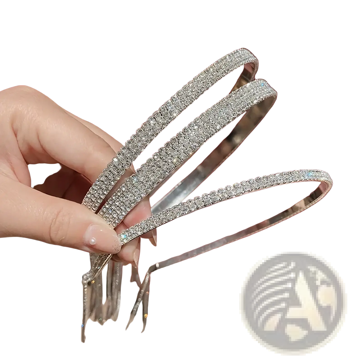 Three sparkling silver crystal rhinestone tassel headbands for women made with elegant rhinestone detailing