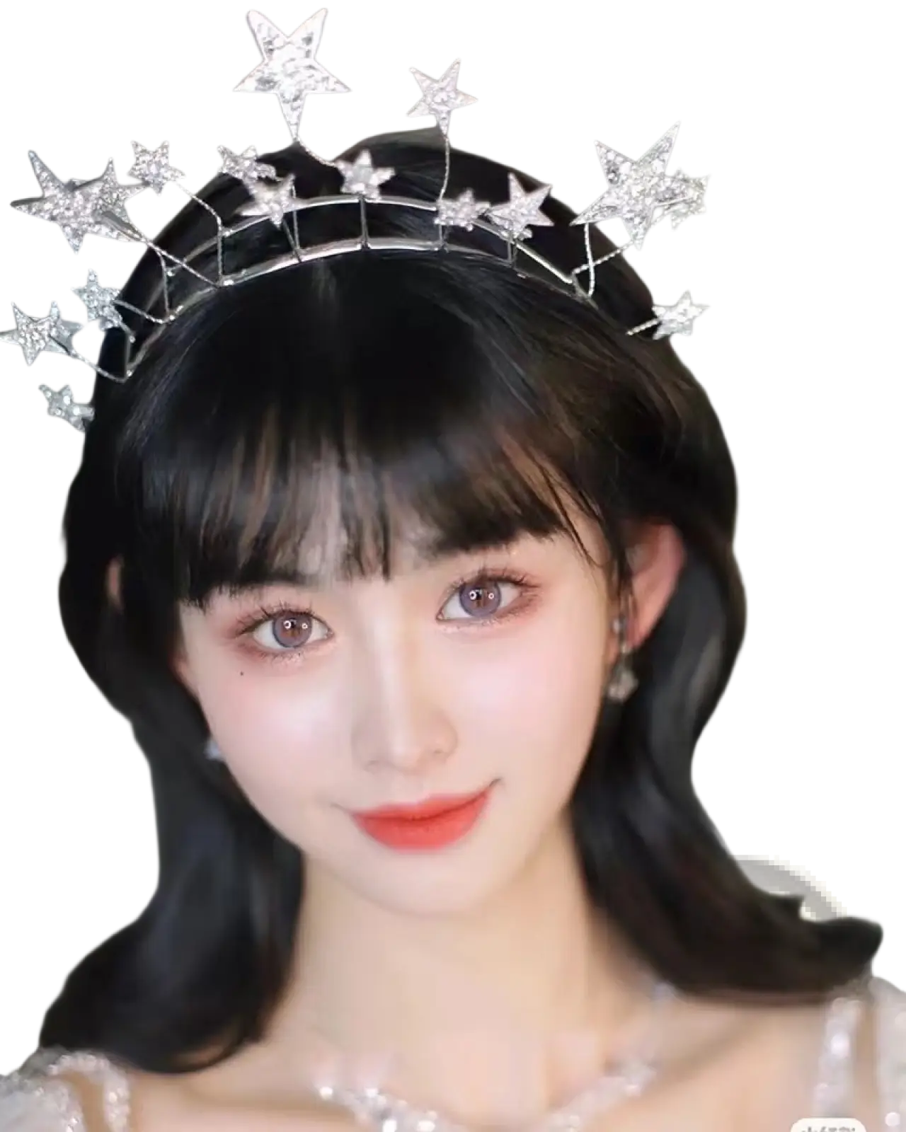 A sparkling silver crystal star bridal tiara with multiple rhinestone stars for wedding and special occasions