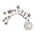 A sparkling silver crystal star bridal tiara with rhinestone embellishments for wedding use