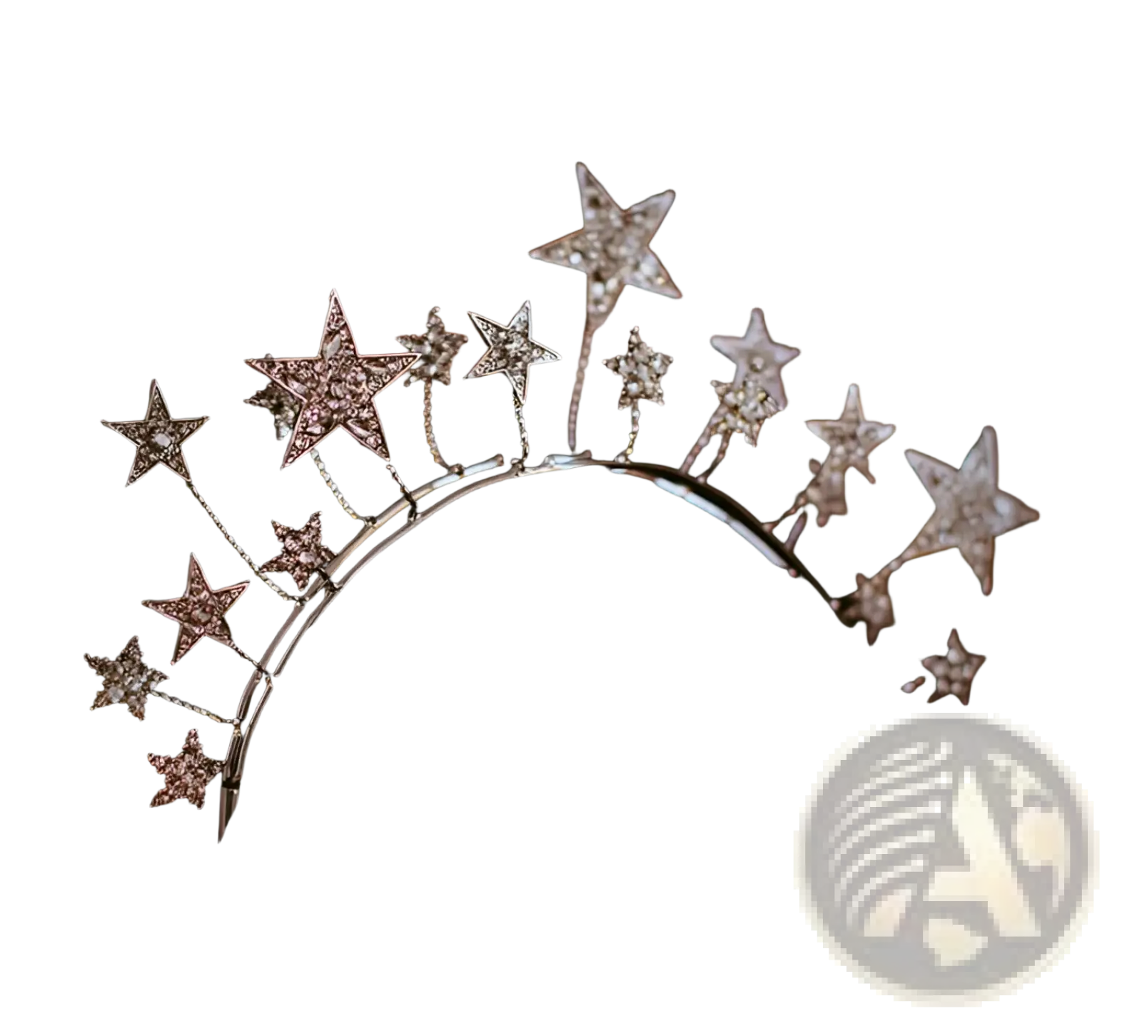 A sparkling silver crystal star bridal tiara with rhinestone embellishments for wedding use