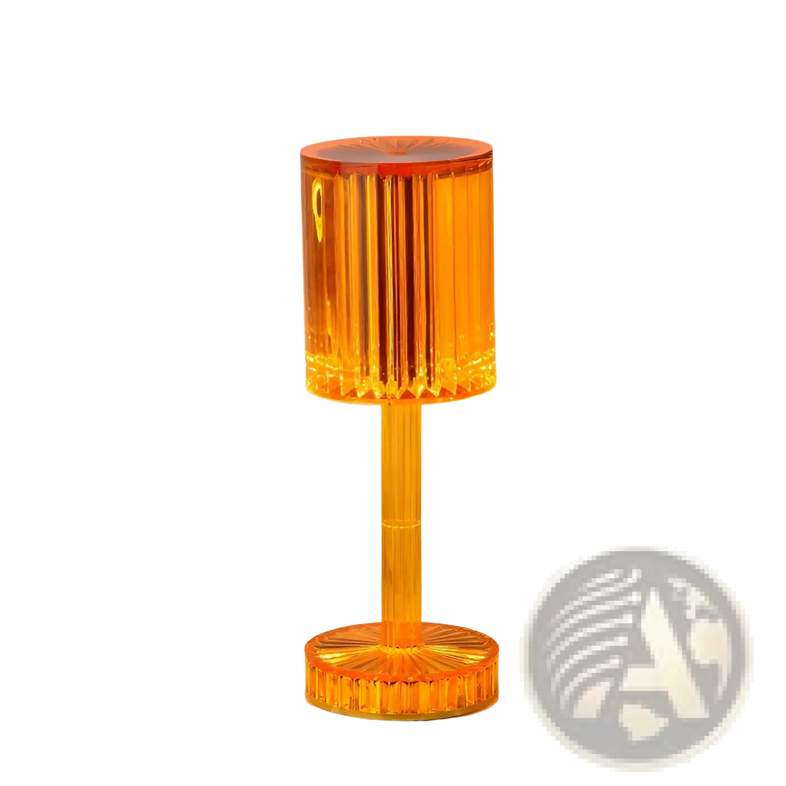Orange translucent acrylic crystal table lamp with vertical ridges fluted base and 3 way dimmable touch control night light