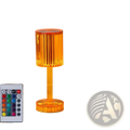 Orange translucent acrylic crystal table lamp with fluted shade and remote color-changing led lighting