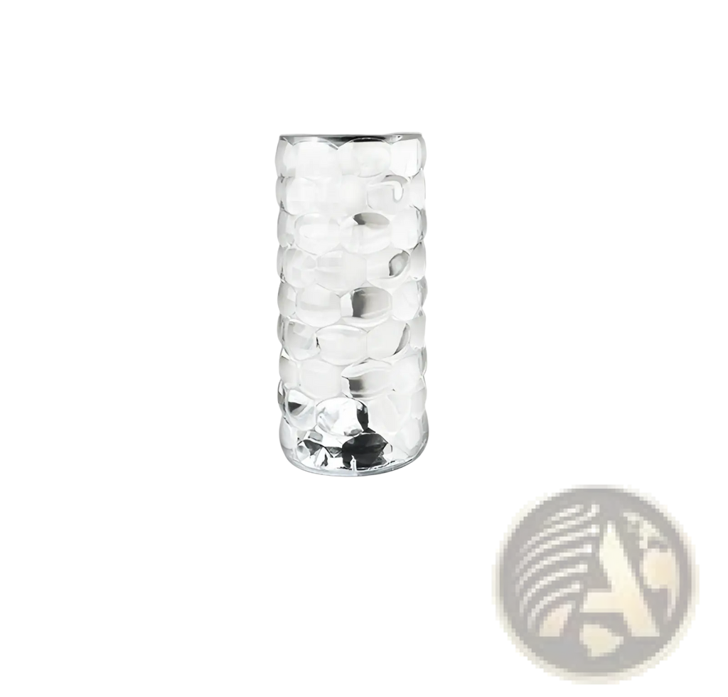 Silver glass crystal table lamp with textured hammered surface and diamond LED night light touch control design